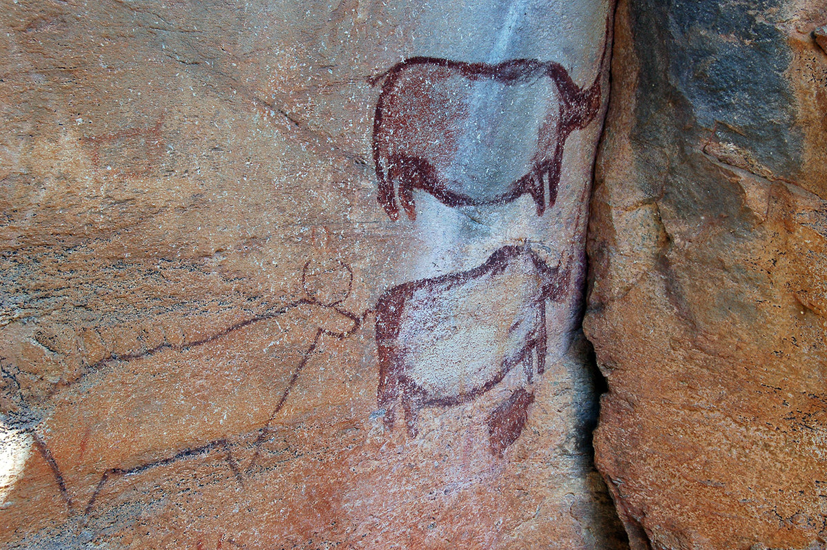 Chủ đề của những hình vẽ ở Tsodilo khá đa dạng, từ các dạng hình học cho tới động vật hoang dã, gia súc và con người, trong đó hình các loài vật chiếm đa số. Ảnh: Wikipedia.