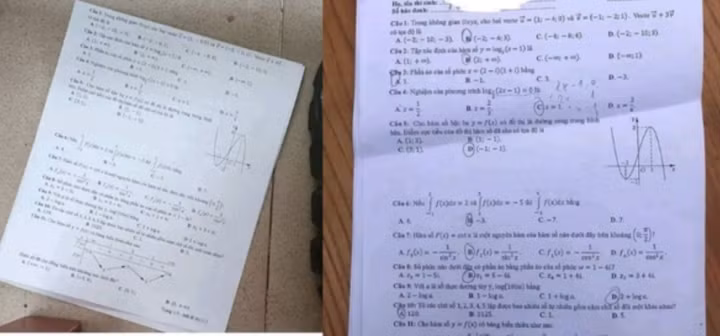 Mot thi sinh lam lo de thi Toan tot nghiep THPT, dang len mang nho giai ho