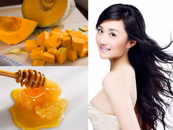 Làm đẹp tóc. Bí đỏ cũng có tác dụng làm đẹp tóc. Chỉ cần nấu chín mềm 2 chén bí đỏ, cho vào máy xay sinh tố cùng với 1 muỗng canh sữa chua. Sau khi xay nhuyễn hỗn hợp này, hãy cho chúng vào một cái tô rồi cho 1 muỗng canh dầu dừa và 1 muỗng canh mật ong vào, trộn đều. Thoa hỗn hợp dưỡng tóc này lên tóc khoảng 15 phút và gội lại bằng nước sạch.