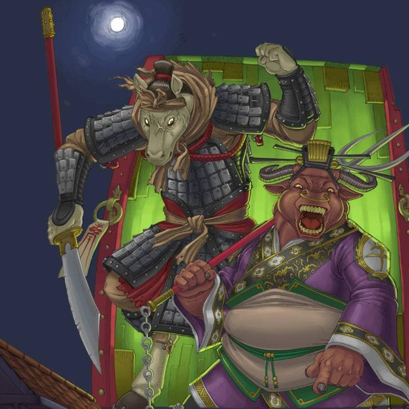 Theo đó, Đầu Trâu, Mặt Ngựa là tên gọi của một bộ đôi tiểu thần làm việc cho Diêm Vương, người cai quản Âm phủ. Họ đều mang thân của con người, nhưng cái đầu lại là của trâu và ngựa.