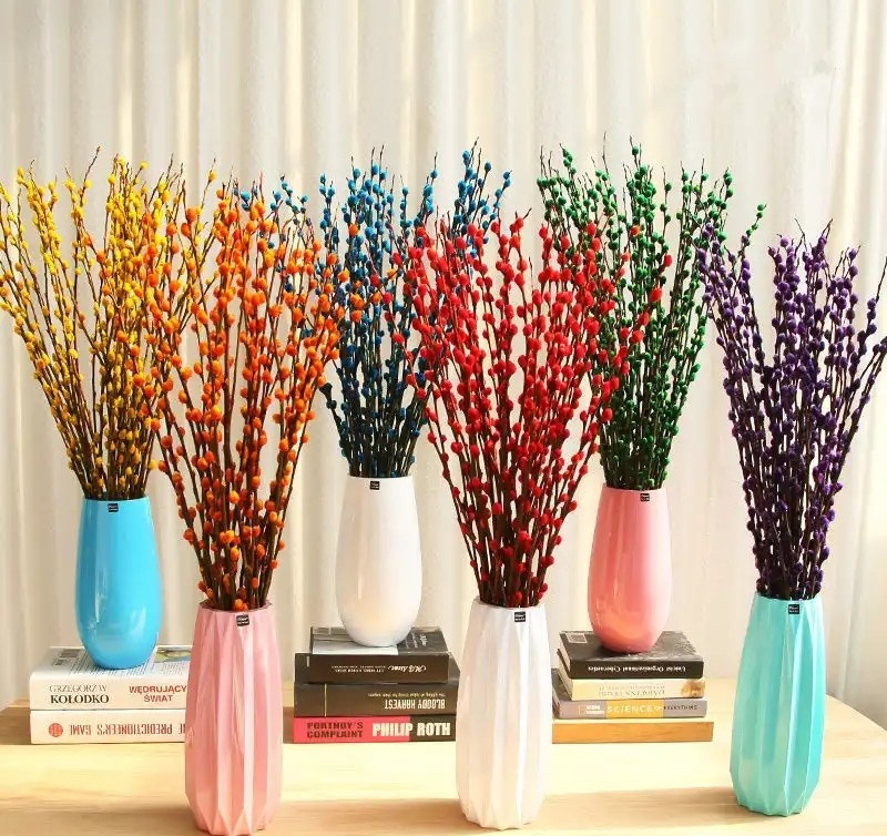  6. Cây cảnh: Liễu bạc. Một chậu liễu bạc được đặt trong nhà từ đầu năm đến cuối năm, người xưa cho rằng sẽ mang lại sự thịnh vượng cho gia đình. Người xưa dặn: "Phòng khách đặt cây thịnh vượng, vàng bạc theo về nhà". Do đó, bạn có thể trồng liễu bạc ở sân hoặc cắm một bình màu đỏ bày trong phòng khách, phòng ngủ hoặc phòng làm việc. 