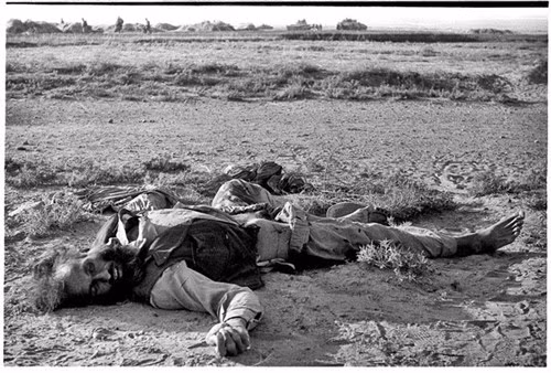 Thi thể một chiến binh nổi dậy Mujahideen nằm trên sa mạc. Ảnh: Nikolai Prokopchuk.