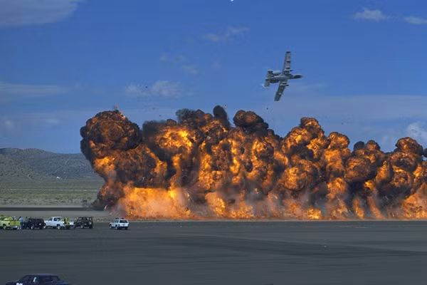 Máy bay cường kích A-10 ném bom Napalm.