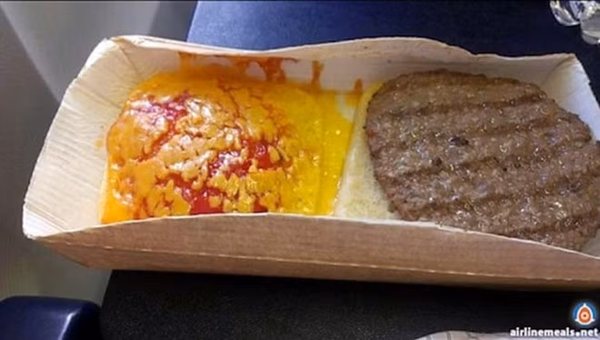  Chiếc bánh kẹp phô mai này được phục vụ trên một chuyến bay của Ryanair từ Dublin đến Stockholm, hành khách phải trả cho bữa ăn này 5 Euro. Hình thức xấu, chất lượng món ăn cũng không khả dĩ khiến hành khách cảm thấy vô cùng ức chế.