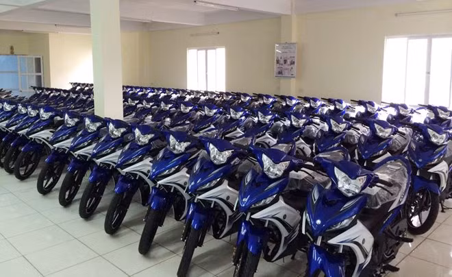 92 chiếc Yamaha Exciter GP 2014 với dàn áo phiên bản 2011 ở Thái Bình. Ảnh: Đào Anh Tiến.