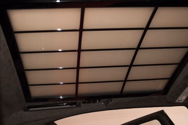 Trần xe là loại kính có thể điều chỉnh độ trong chẳng hạn khi cần đón những tia nắng trong lành vào sáng sớm hay chiêm ngưỡng vẻ đẹp bình dị của bầu trời đêm chủ nhân có thể để kính trong suốt và nếu không muốn cái nắng gay gắt của buổi trưa tác động, chỉ cần một nút bấm tấm kính sẽ chuyển sang dạng đục.