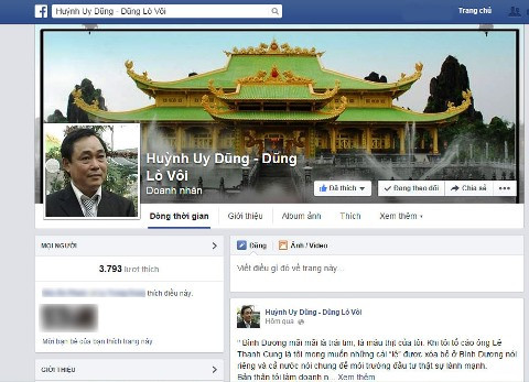 Ông Huỳnh Uy Dũng bị giả mạo Facebook.