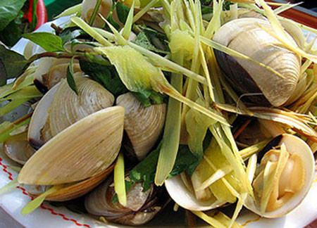 Ngao hấp gừng xả.