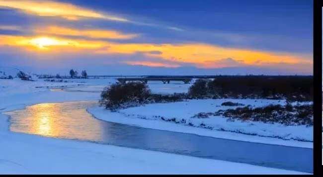 Cảnh tuyết ở Ili Kazak, phía tây Mông Cổ.