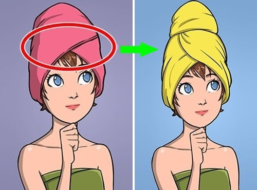 Nên lau khô hoặc trùm tóc bằng áo thun thay vì khăn tắm.