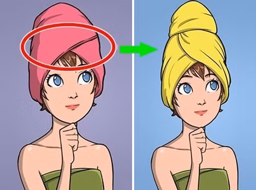 Nên lau khô hoặc trùm tóc bằng áo thun thay vì khăn tắm.