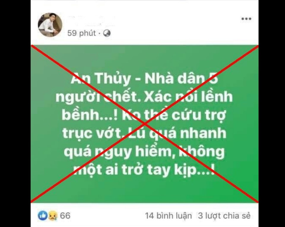 Xử phạt 2 người vì đăng sai sự thật về mưa lũ trên Facebook - Hình 2 Xu phat 2 nguoi vi dang sai su that ve mua lu tren Facebook-Hinh-2