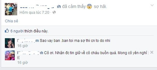 STT của cuối của nạn nhân đăng trên FB ghi "cảm giác sợ hãi" chỉ cách thời điểm trước khi xảy ra vụ án mạng vài tiếng.