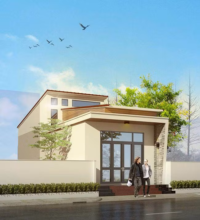 Mẫu nhà có gác mái lửng để gia tăng diện tích sử dụng. 