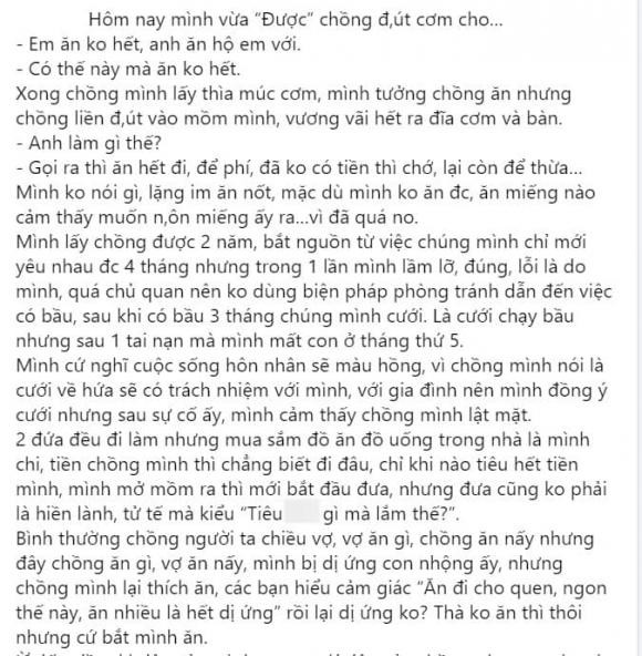 Di an quan, chong dut het com vao mieng vo vi tiec tien