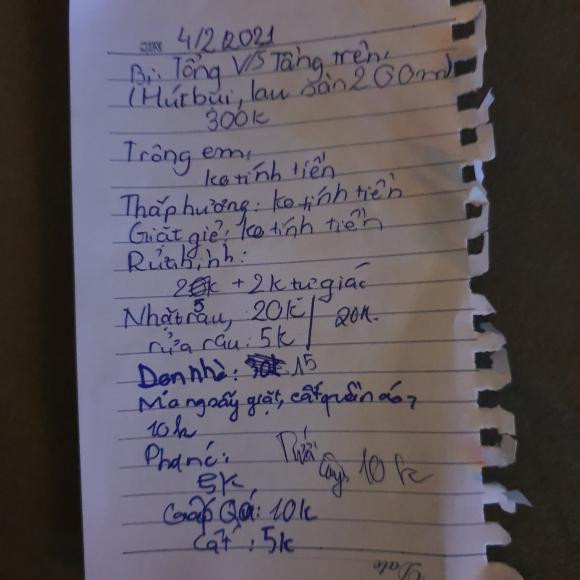 Con trai Xuan Bac giup me ghi bill thanh toan len den gan 400 nghin/ngay