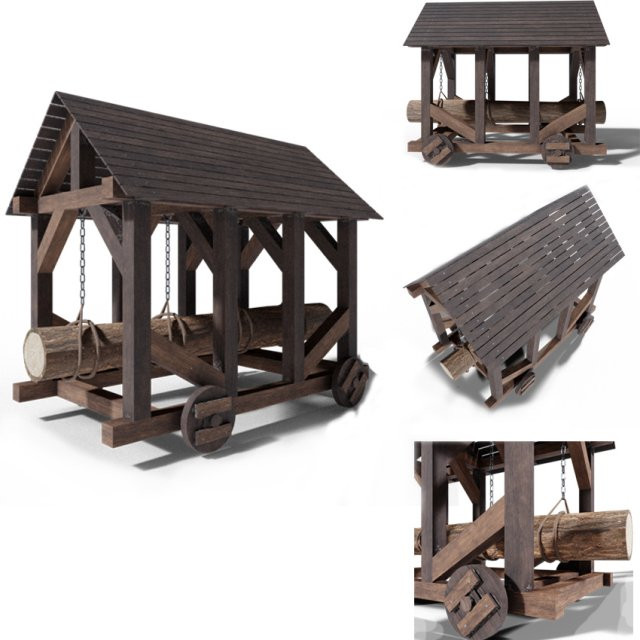 Theo các nhà nghiên cứu, vũ khí cổ đại này ban đầu có thể chỉ là một thanh gỗ đơn do nhiều người cùng bê. Sau đó, các bộ phận khác như bánh xe, trục treo và mái che dần dần được thêm vào.