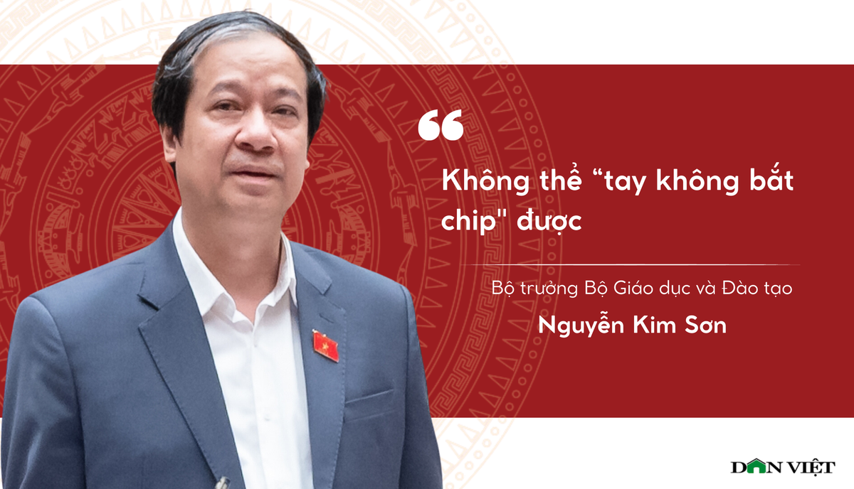 Cũng trong phiên thảo luận về kinh tế - xã hội sáng 1/11, Bộ trưởng Bộ Giáo dục và Đào tạo Nguyễn Kim Sơn chia sẻ, công nghệ bán dẫn là lĩnh vực mới, đòi hỏi cao nên cũng phải đầu tư cao chứ "không thể tay không bắt chip được".