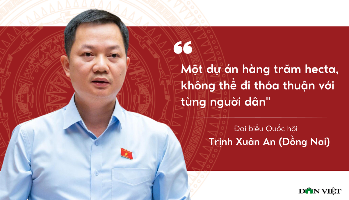 Thảo luận về dự thảo Luật Đất đai sửa đổi, ngày 3/11, Đại biểu Trịnh Xuân An (Ủy viên chuyên trách Ủy ban Quốc phòng - An ninh) nhấn mạnh khó áp dụng phương án thỏa thuận thu hồi đất. "Không thể có một dự án hàng trăm hecta mà ta thỏa thuận với từng hộ dân, từng người được", ông An nói