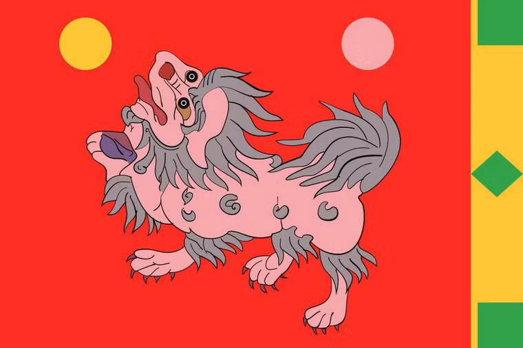 Quốc gia thống nhất đầu tiên của người Tây Tạng có tên gọi là Thổ Phồn, hình thành vào thế kỷ thứ 7. Thổ Phồn đã từng là một đế quốc hùng mạnh của châu Á, với rất nhiều thuộc địa trong thời kỳ tồn tại của mình. Ảnh: Lá cờ truyền thống của vương quốc Thổ Phồn.