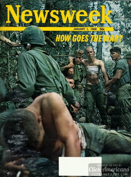 Trang bìa tạp chí Newsweek số ra ngày 01/01/1968 thể hiện sự bế tắc của quân Mỹ trên chiến trường Việt Nam với tiêu đề "Cuộc chiến đang ra sao?" cùng hình ảnh những người lính Mỹ bị thương trong rừng rậm Việt Nam.