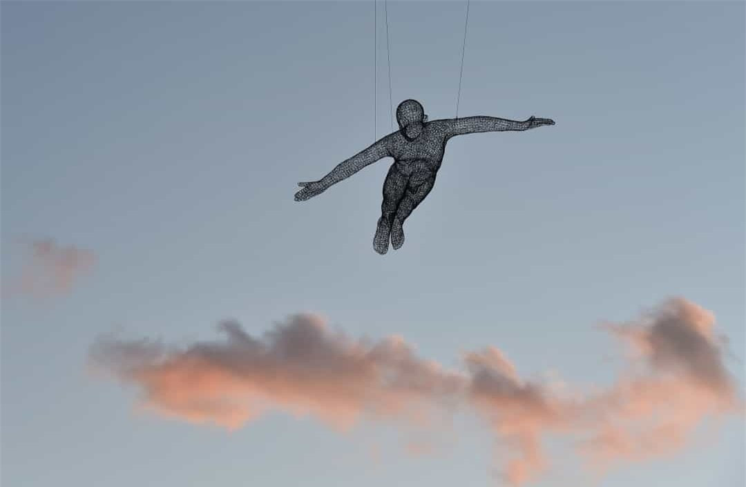 Một tác phẩm của Cedric Le Borgne, được nhìn thấy trên bầu trời Geneva (Thụy Sĩ).