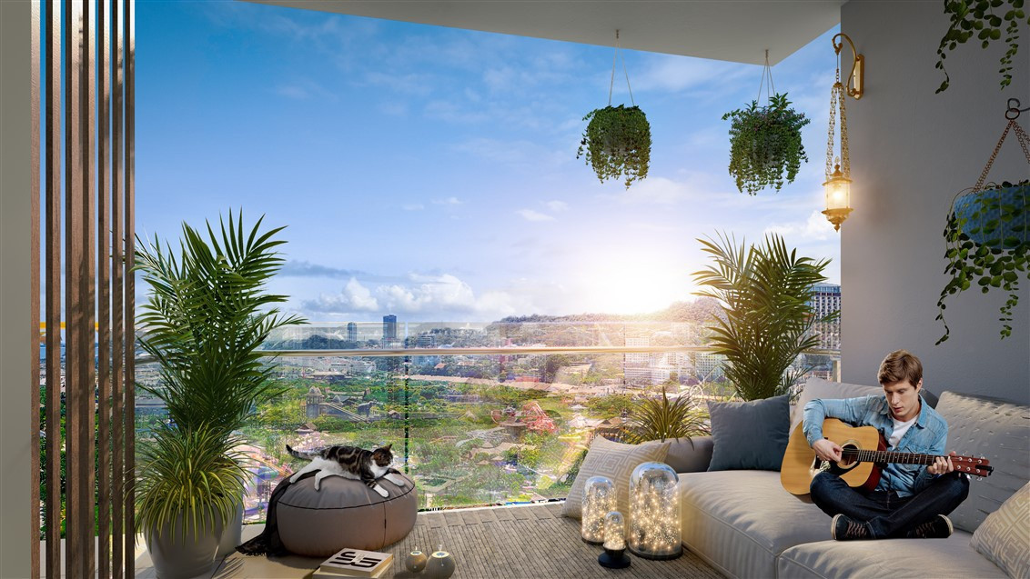 Chủ nhân căn hộ có thể biến tấu ban công của Sun Marina Town thành không gian mang đậm dấu ấn cá nhân. Đặc biệt, hệ thống hút mùi trục dọc theo toà nhà giúp chủ nhân tận hưởng không khí trong lành thổi về từ vịnh Hạ Long, hít hà hương vị biển cả và cảm nhận hơi thở thanh khiết của thành phố di sản.