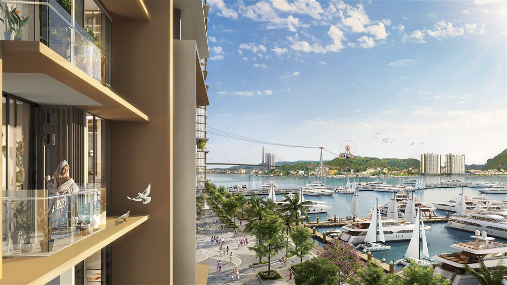 Tại đây, chủ nhân Sun Marina Town có tầm nhìn khoáng đạt để chiêm ngưỡng cả bình minh lẫn hoàng hôn, từ nét hoang sơ của 1.969 hòn đảo trên vịnh Hạ Long tới sự xa xỉ của bến cảng, nơi những du thuyền ngày đêm neo đậu. Đặc biệt, ban công căn hộ từ tầng 3 đến tầng 7 của tòa tháp mới sở hữu tầm nhìn sống động để chủ nhân cảm nhận những rung cảm của bến du thuyền.