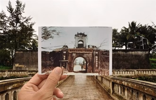 Ảnh chụp thành cổ Quảng Trị năm 1968 và hiện trạng di sản ngày nay.