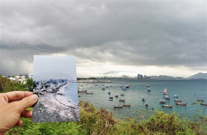 Bức ảnh tư liệu của Alfred Eisenstaedt chụp bãi biển thơ mộng của Nha Trang năm 1968 và hình ảnh về nó gần 5 thập niên sau đó.