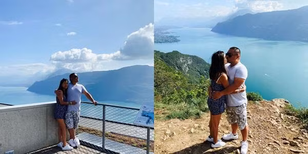 Huseng Yang khoe khoảnh khắc ngọt ngào với Mai tại biên giới giữa Pháp và Thụy Sĩ .