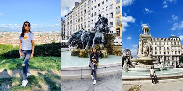 Bạn trai giúp Mai lưu giữ những khoảnh khắc tuyệt đẹp tại trung tâm thành phố Lyon.