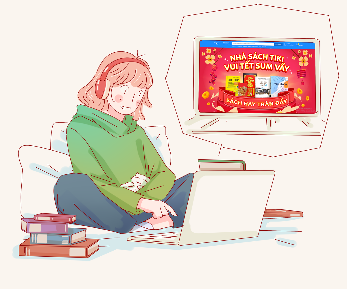  Sách: Phái đẹp không chỉ biết làm đẹp. Nhiều chị em mê sách truyện đến mức đọc quên ăn, quên ngủ. Tết với nhiều thời gian rảnh lại càng phù hợp để các nàng “cày” hết bộ truyện ưa thích. Chưa kể, nhiều nàng còn cất công sưu tầm trọn bộ sách bìa đẹp để làm đạo cụ “sống ảo”, cho ra đời những bức hình thật “deep” vào đầu năm. Mua sách rẻ có thể cân nhắc đến các trang thương mại điện tử như Tiki, với nhiều chương trình khuyến mãi giảm 50-80% tất cả đầu sách.