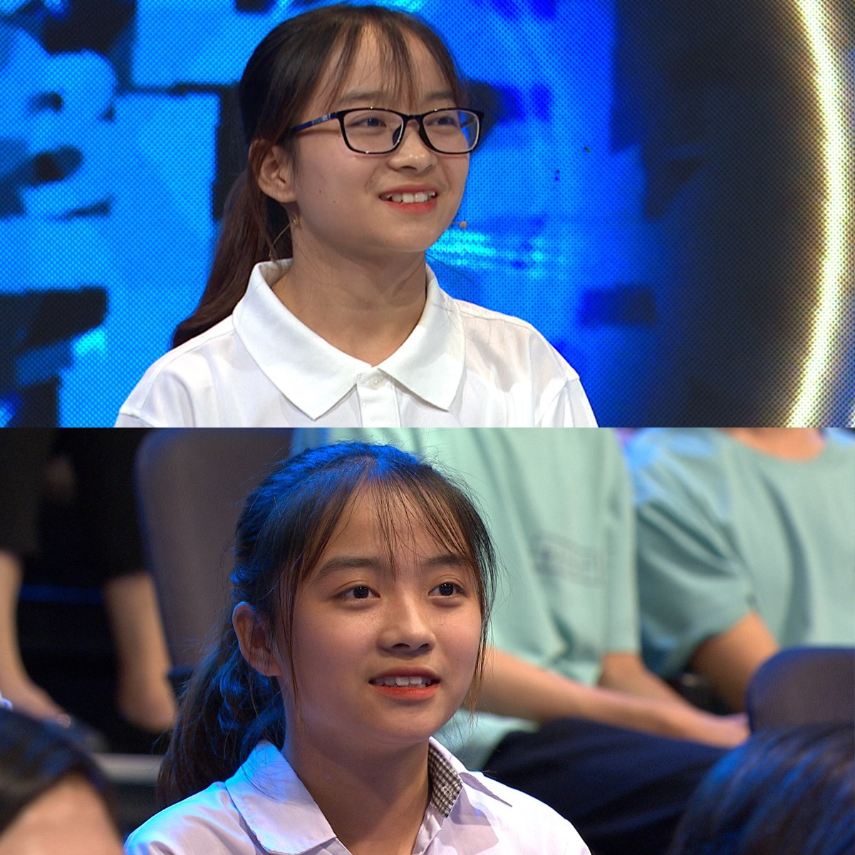  Nguyễn Ngọc Ánh (ảnh trên) là học sinh đầu tiên của trường THPT Tiên Yên, Quảng Ninh tham gia cuộc thi tuần Olympia. Ở trận tranh tài này, cô có cổ động viên đặc biệt là chị gái sinh đôi Ngọc Anh. Hình ảnh của cặp song sinh 17 tuổi từng được chia sẻ tại fanpage Olympia và thu hút lượt tương tác lớn. “Chị em nhà người ta” là cụm từ nhiều khán giả dành tặng cho 2 chị em.