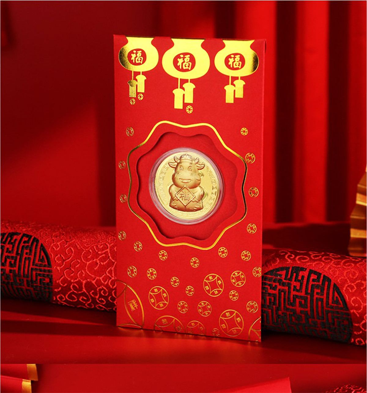 Bao lì xì hình trâu và thần tài mạ vàng cháy hàng dịp Tết - Hình 4 Bao li xi hinh trau va than tai ma vang chay hang dip Tet-Hinh-4
