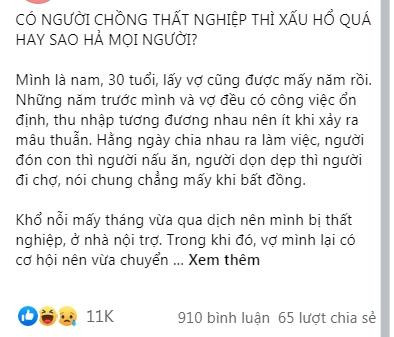 Chong that nghiep, vo noi cau khien anh chua chat den don dau
