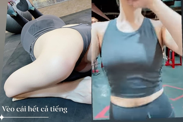 Le Quyen tao dang chang giong ai trong phong gym