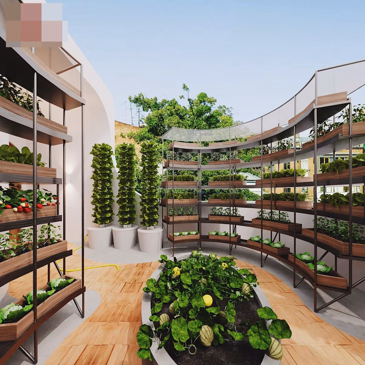 br/> Không gian cho gia chủ "làm vườn, nuôi cá, trồng thêm rau".