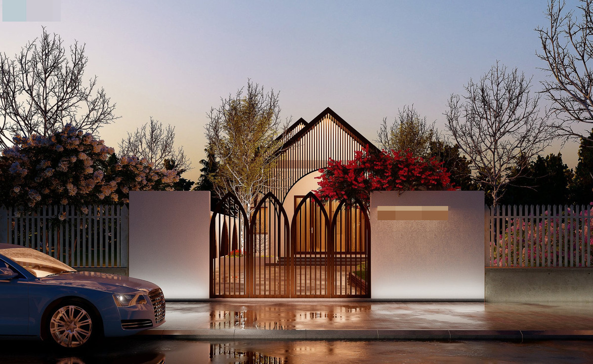 Mặc dù thiết kế đơn giản nhưng mẫu biệt thự vườn cấp 4 này khá tinh tế, đường nét chau chuốt tỉ mỉ kết hợp tiểu cảnh sân vườn nghệ thuật càng làm công trình thêm nổi bật.