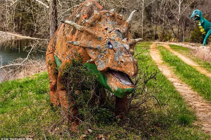 Khi màn đêm buông xuống, ở công viên khủng long bỏ hoang cũng xuất hiện Sói Bắc Mỹ.