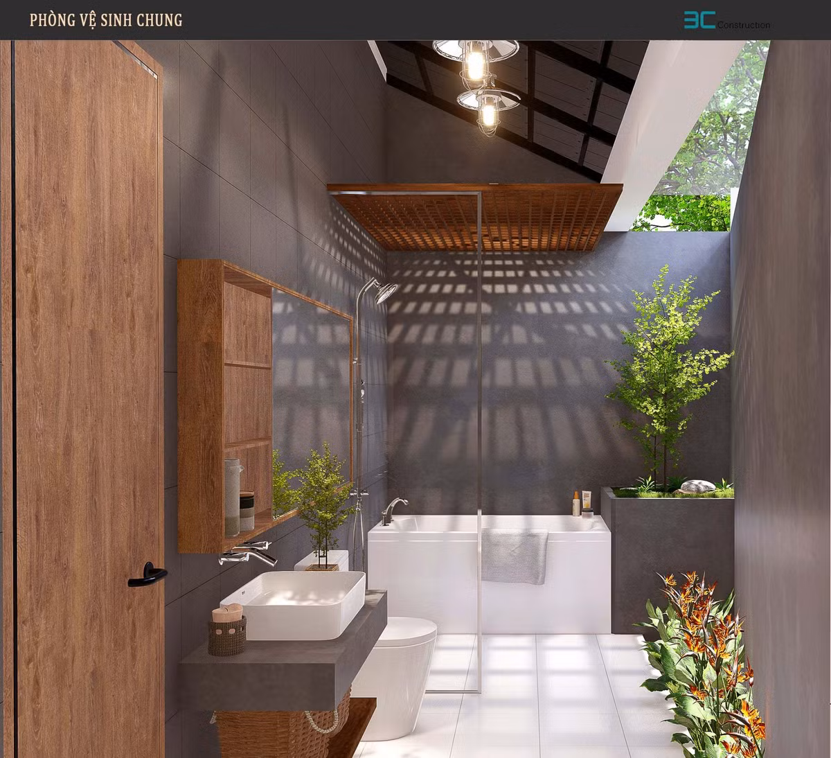 Nhà 120m2 nằm giữa cánh đồng, phòng tắm ngẩng lên là thấy mặt trời