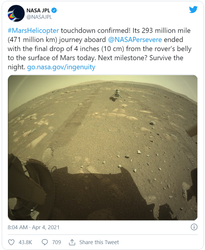 Trực thăng của NASA hạ cánh thành công trên bề mặt sao Hỏa - Hình 2 Truc thang cua NASA ha canh thanh cong tren be mat sao Hoa-Hinh-2