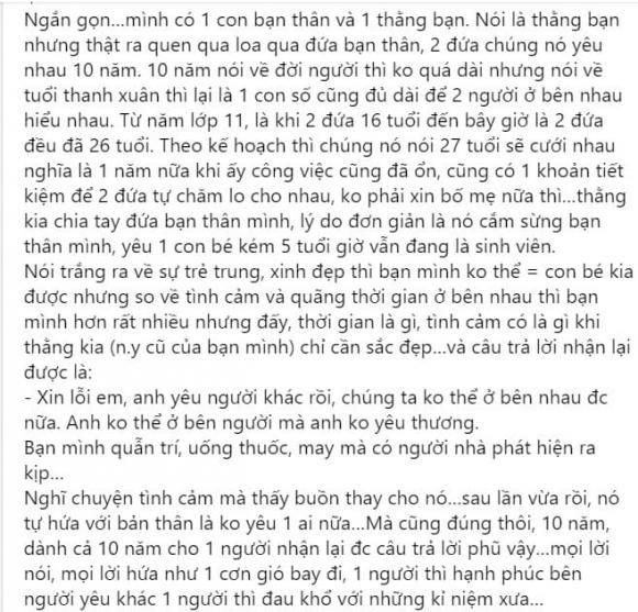 Co gai uong thuoc tu tu vi bi ban trai yeu 10 nam cam sung