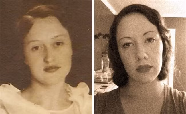 Cách nhau tới 80 năm nhưng nhìn vào bức ảnh này thì có vẻ như bà cố và cô cháu gái không có nhiều khác biệt.