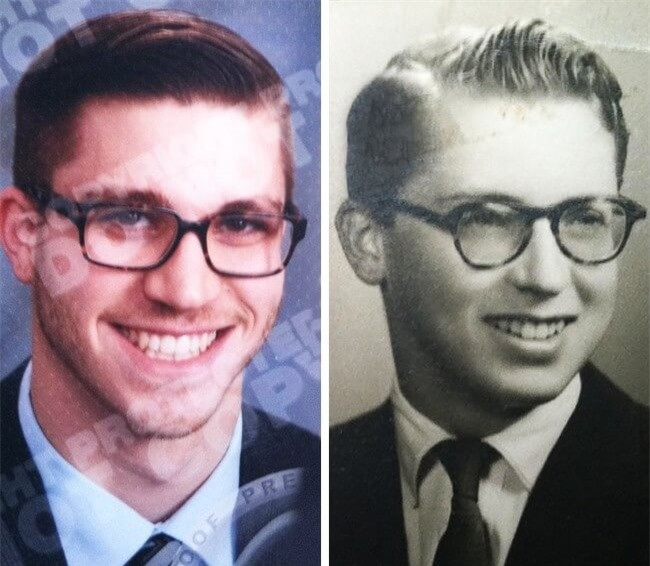 Khi ở cùng một độ tuổi, nhìn ông nội cũng đẹp trai, thư sinh như cháu của mình.