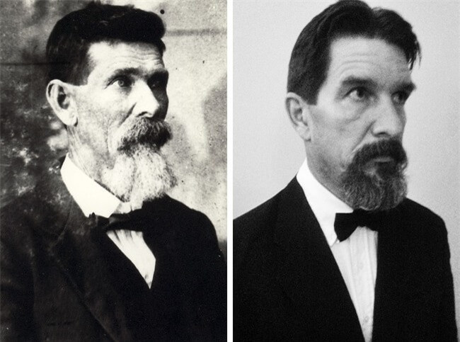 Người đàn ông trong bức hình bên phải không có nhiều khác biệt so với ông cố của mình.