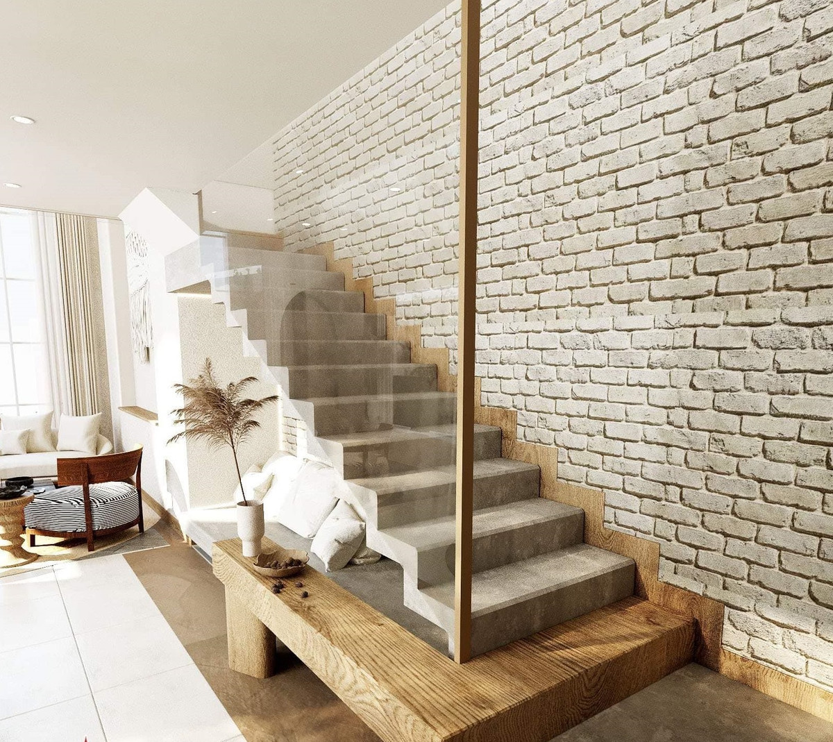 Cầu thang treo lơ lửng trong ngôi nhà mái vòm ở Đồng Nai ảnh 3