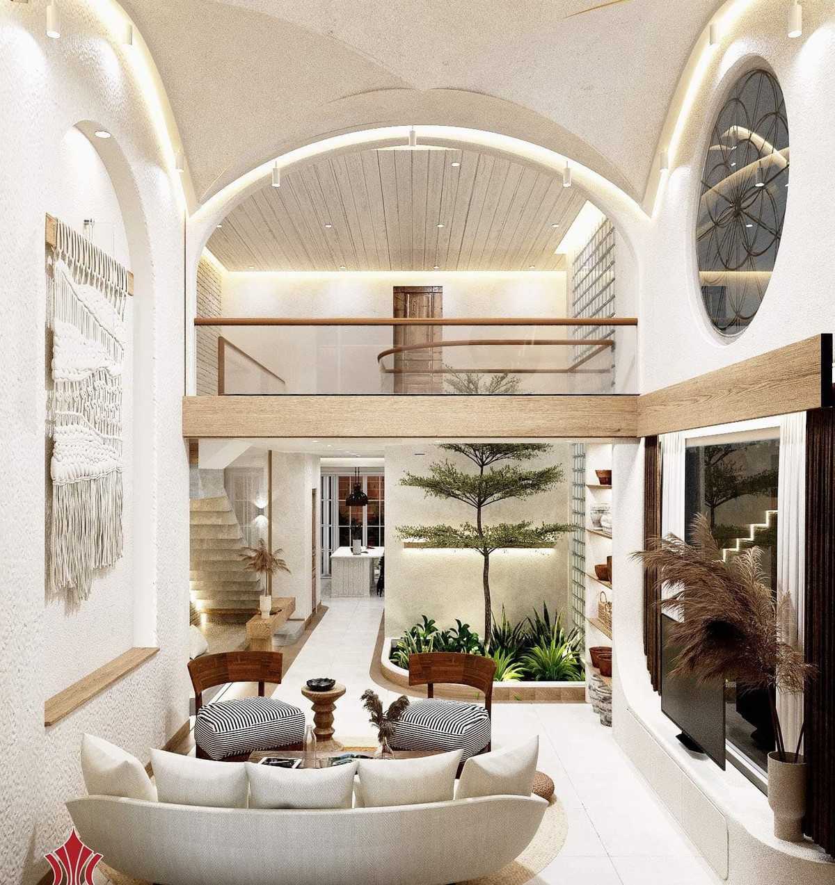 Cầu thang treo lơ lửng trong ngôi nhà mái vòm ở Đồng Nai ảnh 6