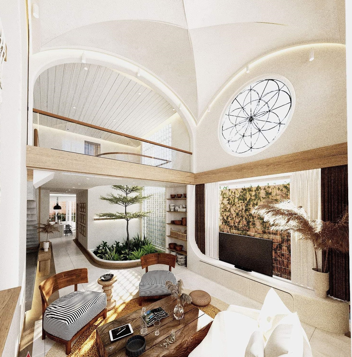 Cầu thang treo lơ lửng trong ngôi nhà mái vòm ở Đồng Nai ảnh 7