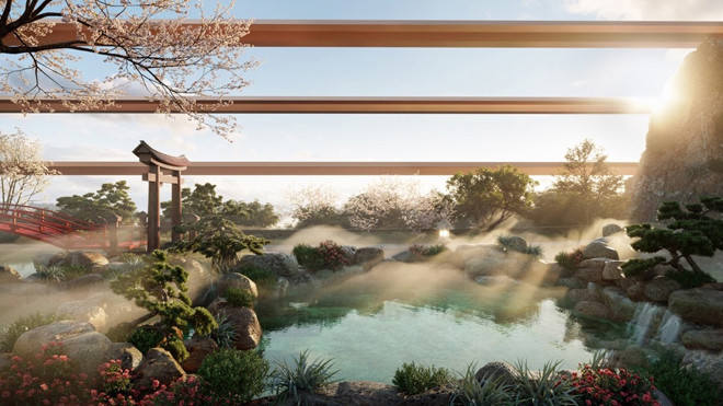 Để phù hợp với điều kiện khí hậu miền Bắc, tổ hợp trị liệu khoáng nóng Swanlake còn đầu tư tổ hợp khoáng nóng trong nhà.